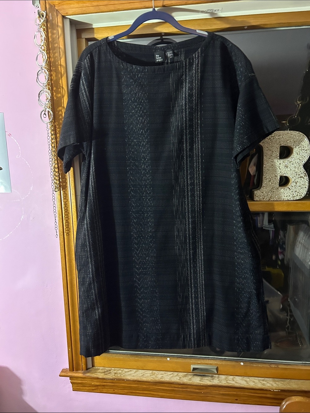 Eileen Fisher Short Sleeve Tunic with Subtle Stripes in EUC